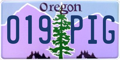 OR license plate 019PIG