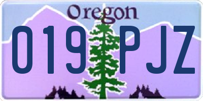 OR license plate 019PJZ