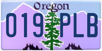 OR license plate 019PLB
