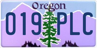 OR license plate 019PLC