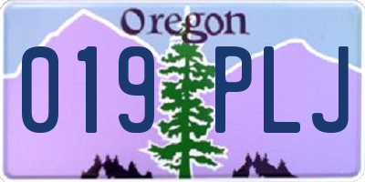 OR license plate 019PLJ