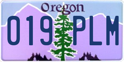 OR license plate 019PLM