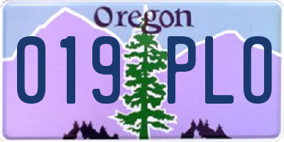 OR license plate 019PLO