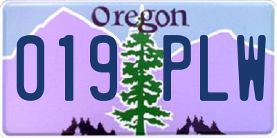 OR license plate 019PLW