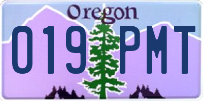 OR license plate 019PMT