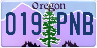 OR license plate 019PNB