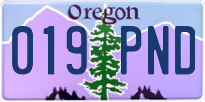 OR license plate 019PND