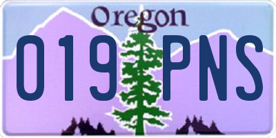 OR license plate 019PNS