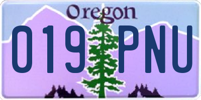 OR license plate 019PNU