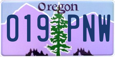 OR license plate 019PNW