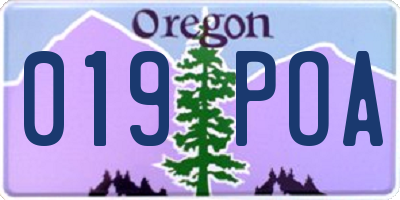 OR license plate 019POA