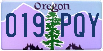 OR license plate 019PQY