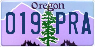 OR license plate 019PRA