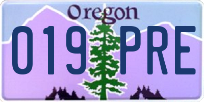 OR license plate 019PRE