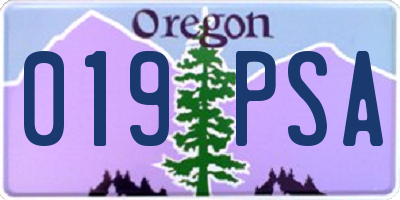OR license plate 019PSA