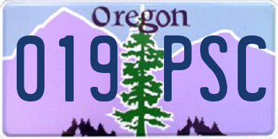 OR license plate 019PSC
