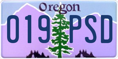 OR license plate 019PSD