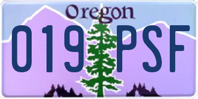 OR license plate 019PSF