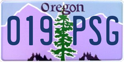 OR license plate 019PSG