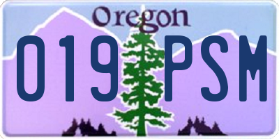 OR license plate 019PSM