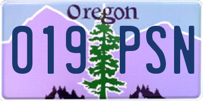 OR license plate 019PSN