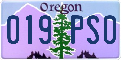 OR license plate 019PSO