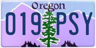 OR license plate 019PSY