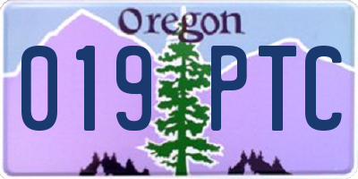 OR license plate 019PTC