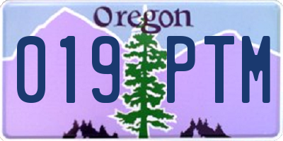 OR license plate 019PTM