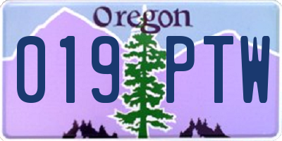 OR license plate 019PTW