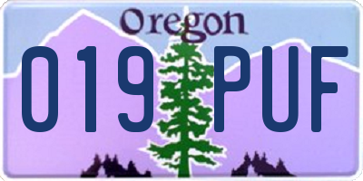 OR license plate 019PUF