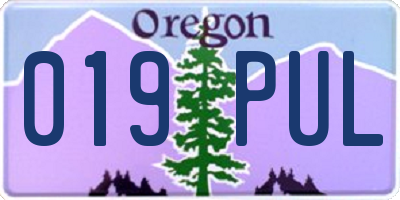 OR license plate 019PUL