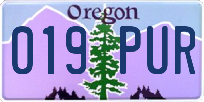 OR license plate 019PUR