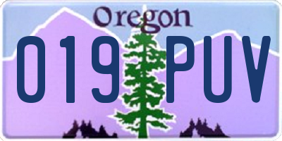 OR license plate 019PUV