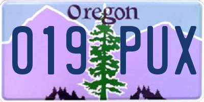 OR license plate 019PUX