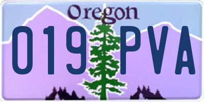 OR license plate 019PVA