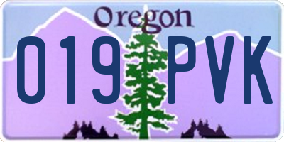 OR license plate 019PVK