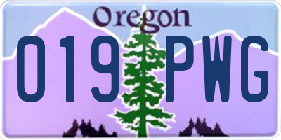 OR license plate 019PWG
