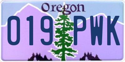 OR license plate 019PWK
