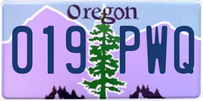 OR license plate 019PWQ