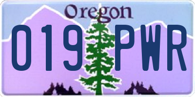 OR license plate 019PWR