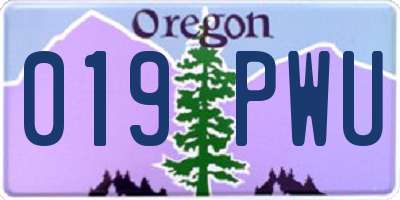 OR license plate 019PWU