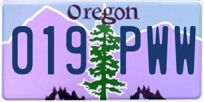 OR license plate 019PWW