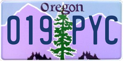 OR license plate 019PYC