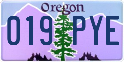 OR license plate 019PYE