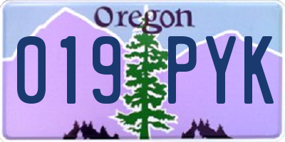 OR license plate 019PYK