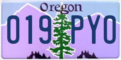 OR license plate 019PYO
