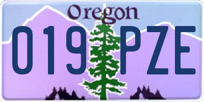 OR license plate 019PZE