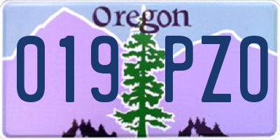 OR license plate 019PZO