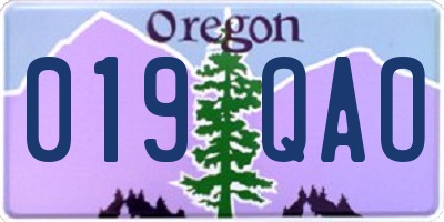 OR license plate 019QAO